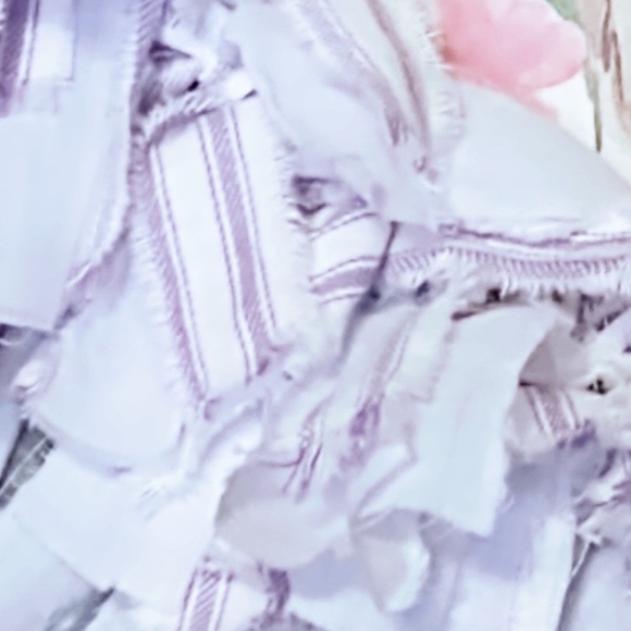 Hand Crafted Easter Bunny Rabbit Fabric Rag Wreath, Purple & White, Bunny Sign - Picture 7 of 9